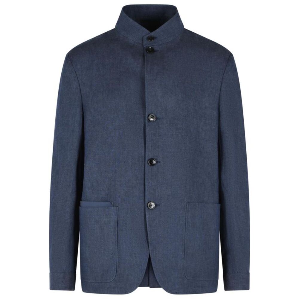 Zegna Blue Linen Jacket Men